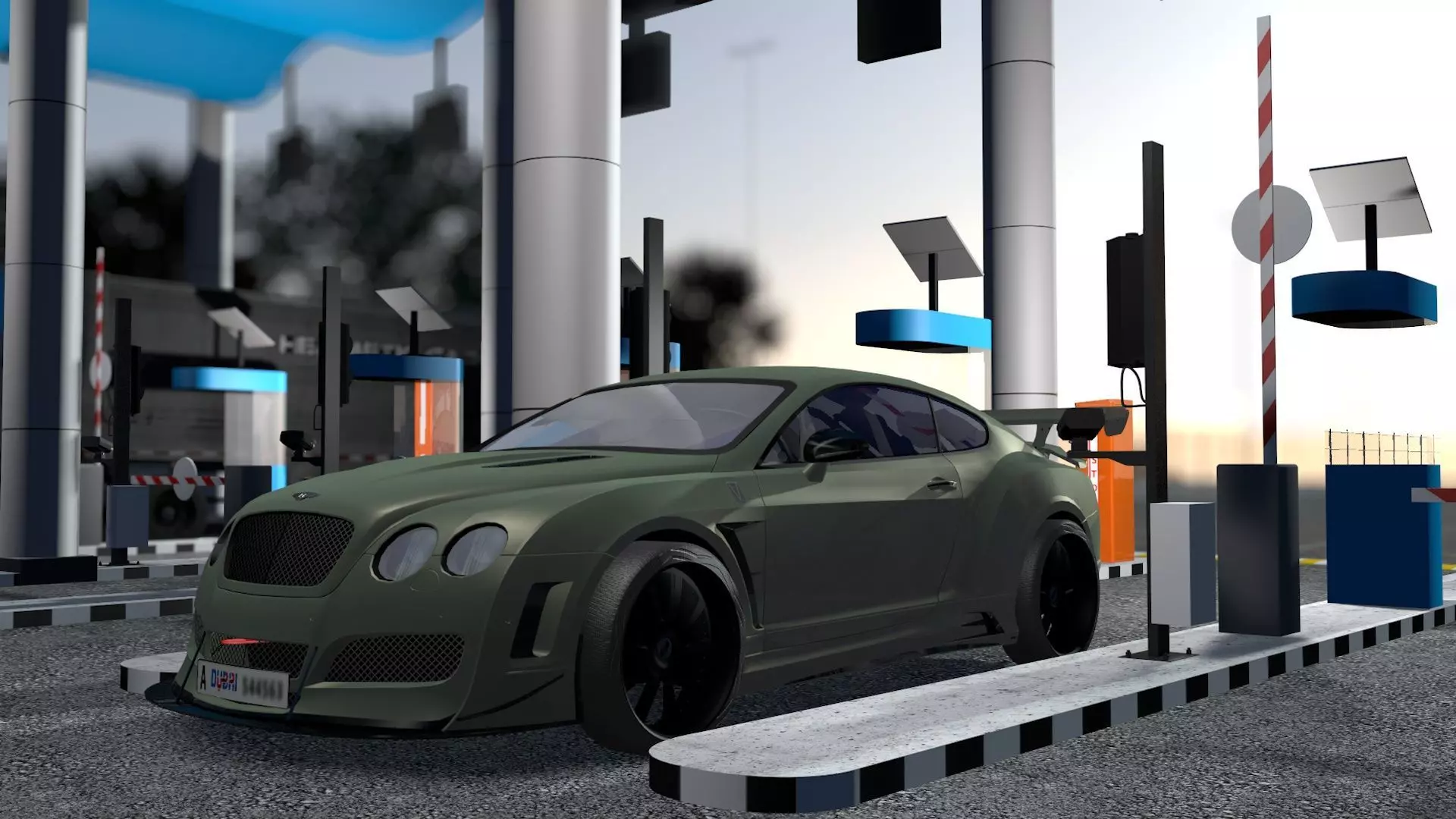 PARKING ENTRANCE Low-poly 3D model_1