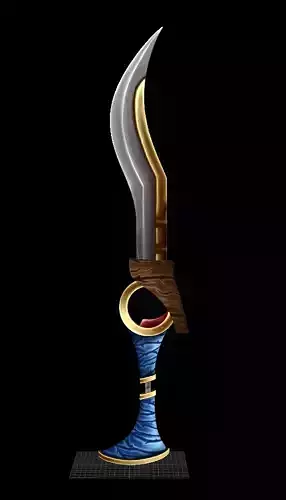 Fantasy Curved Dagger - Stylized PBR Game Ready Knife 3D Model