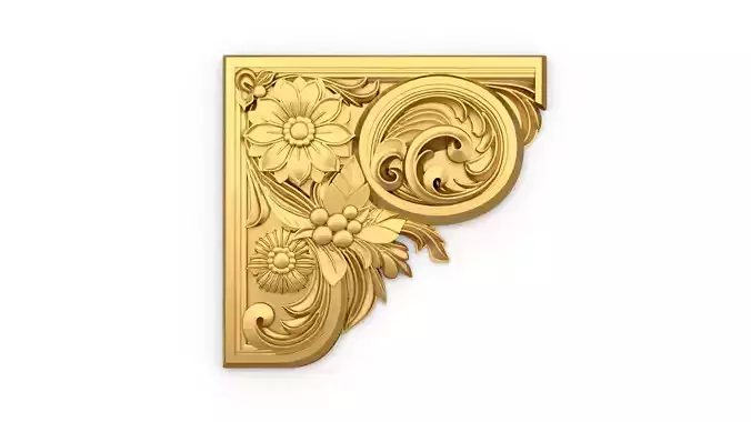 Classic carved corner decor ornament cnc 3d printing stl 04