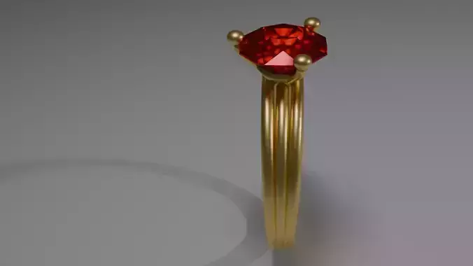 Elegant Gold Ring with Red Gemstone Low-poly 3D model