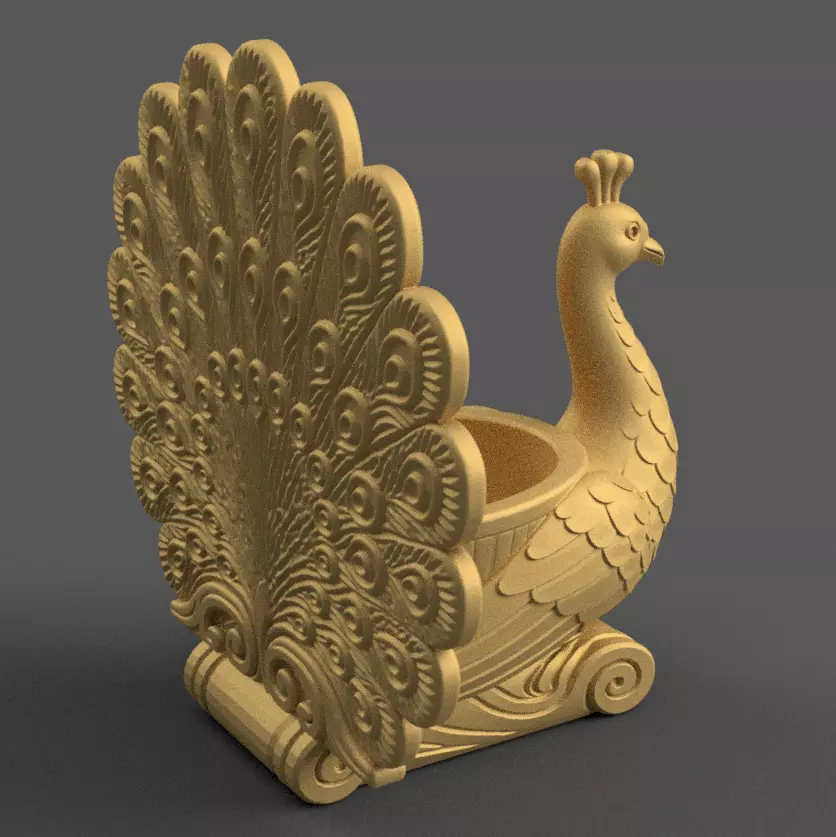 Elegant Peacock planter 3D print model_2