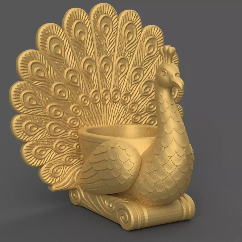 Elegant Peacock planter 3D print model_1