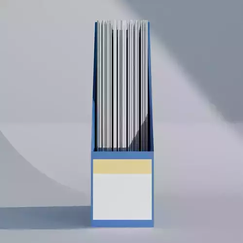 Low Poly File Box with Documents - Simple Office Organizer