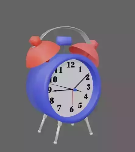 Alarm clock blue-red  Low-poly 3D model