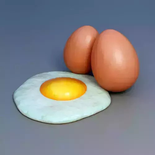 Egg and Fried Egg 3D model