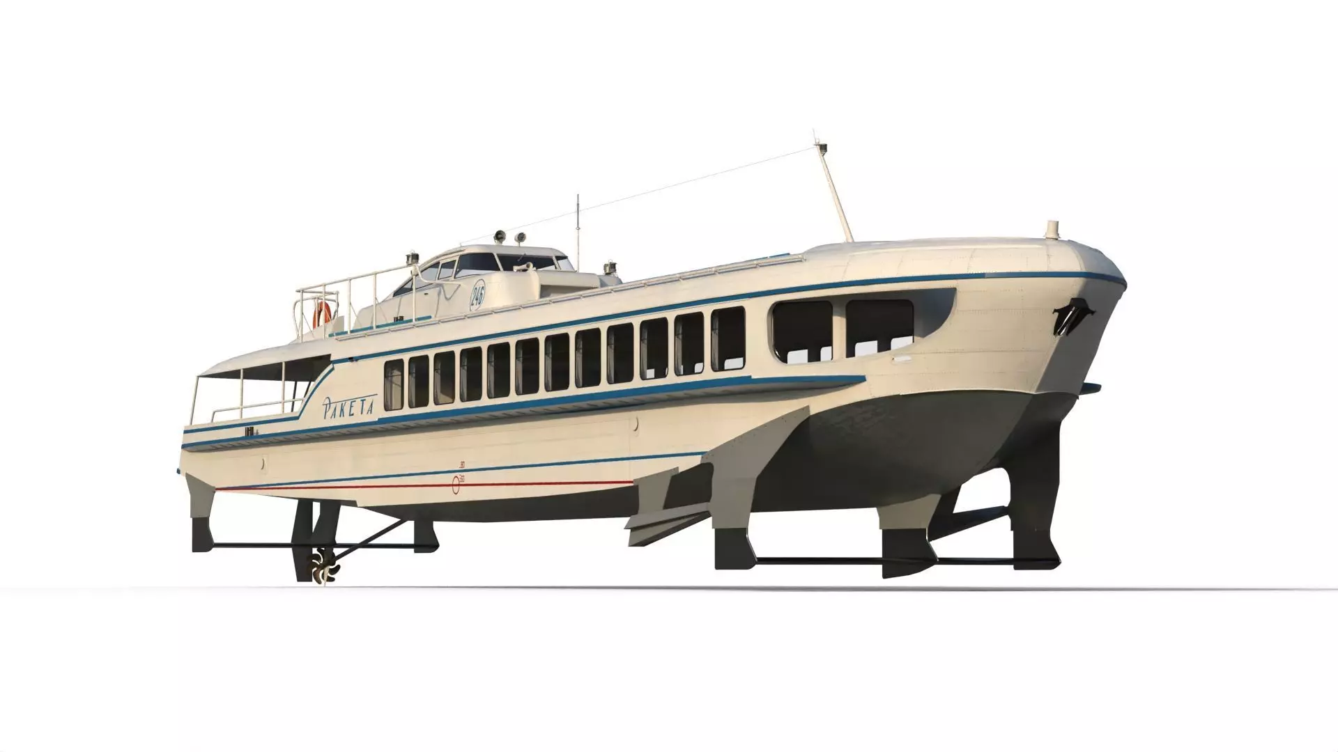 Raketa hydrofoil ship 3D model_2