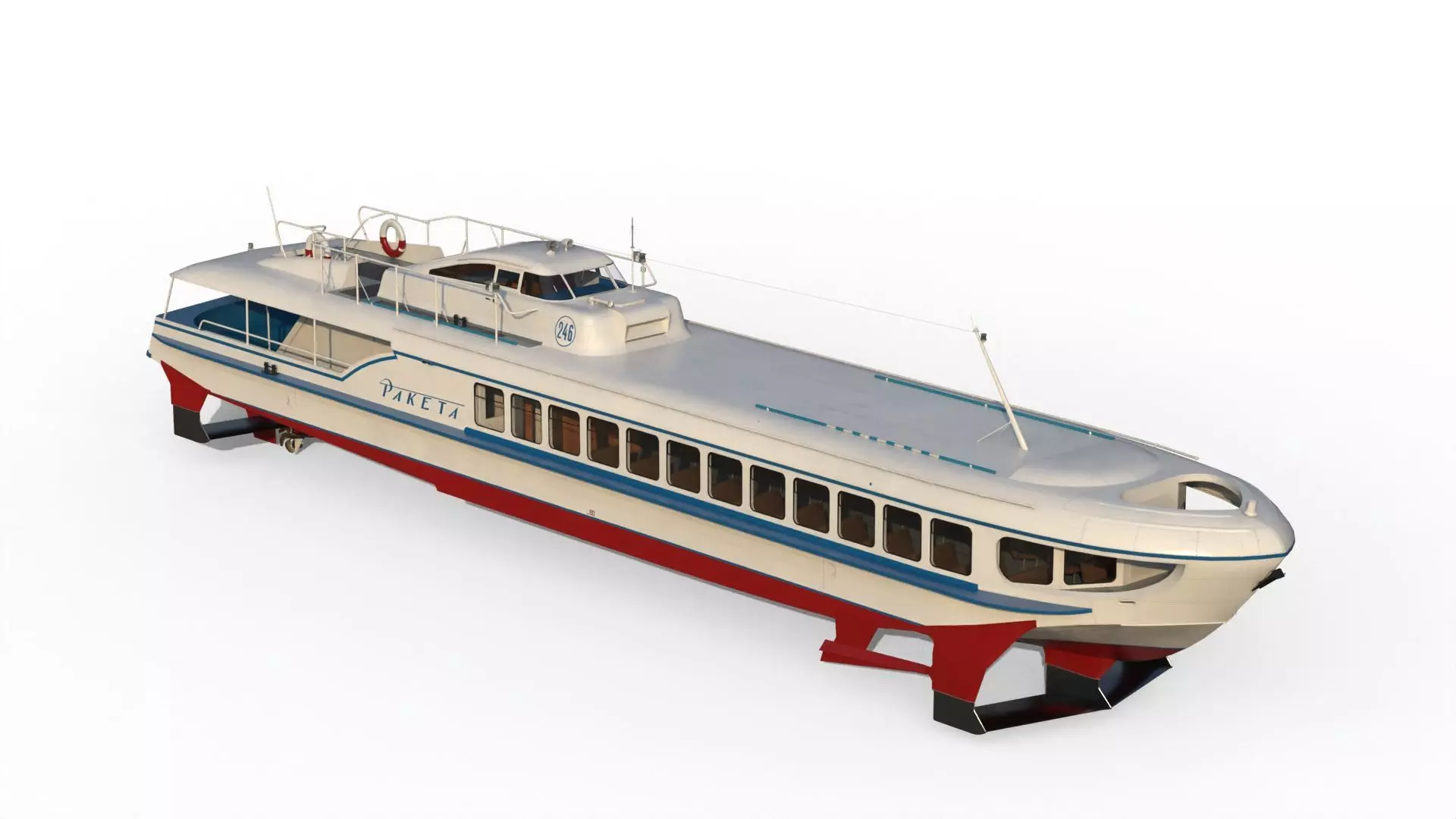 Raketa hydrofoil ship 3D model_1