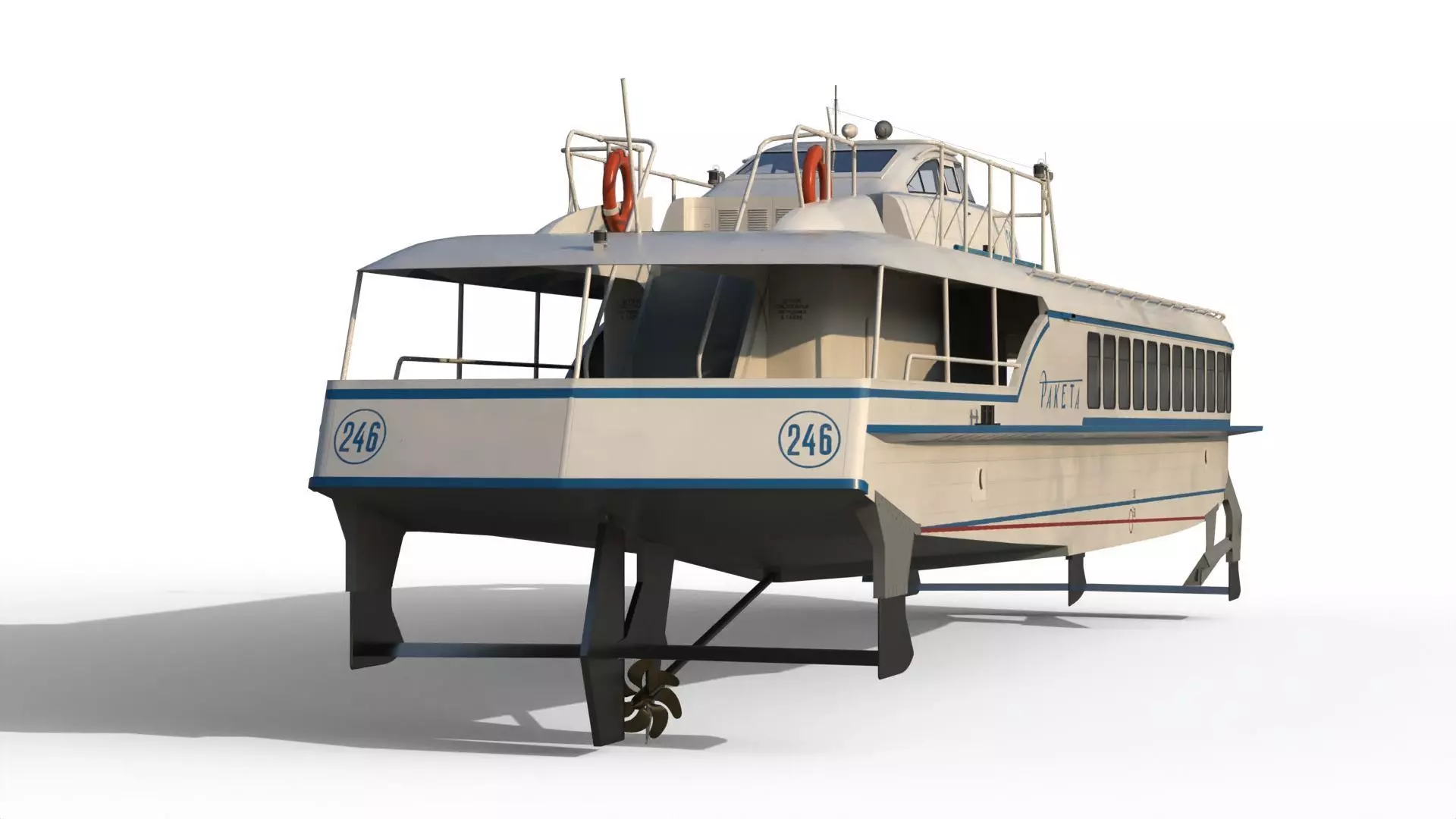 Raketa hydrofoil ship 3D model_12