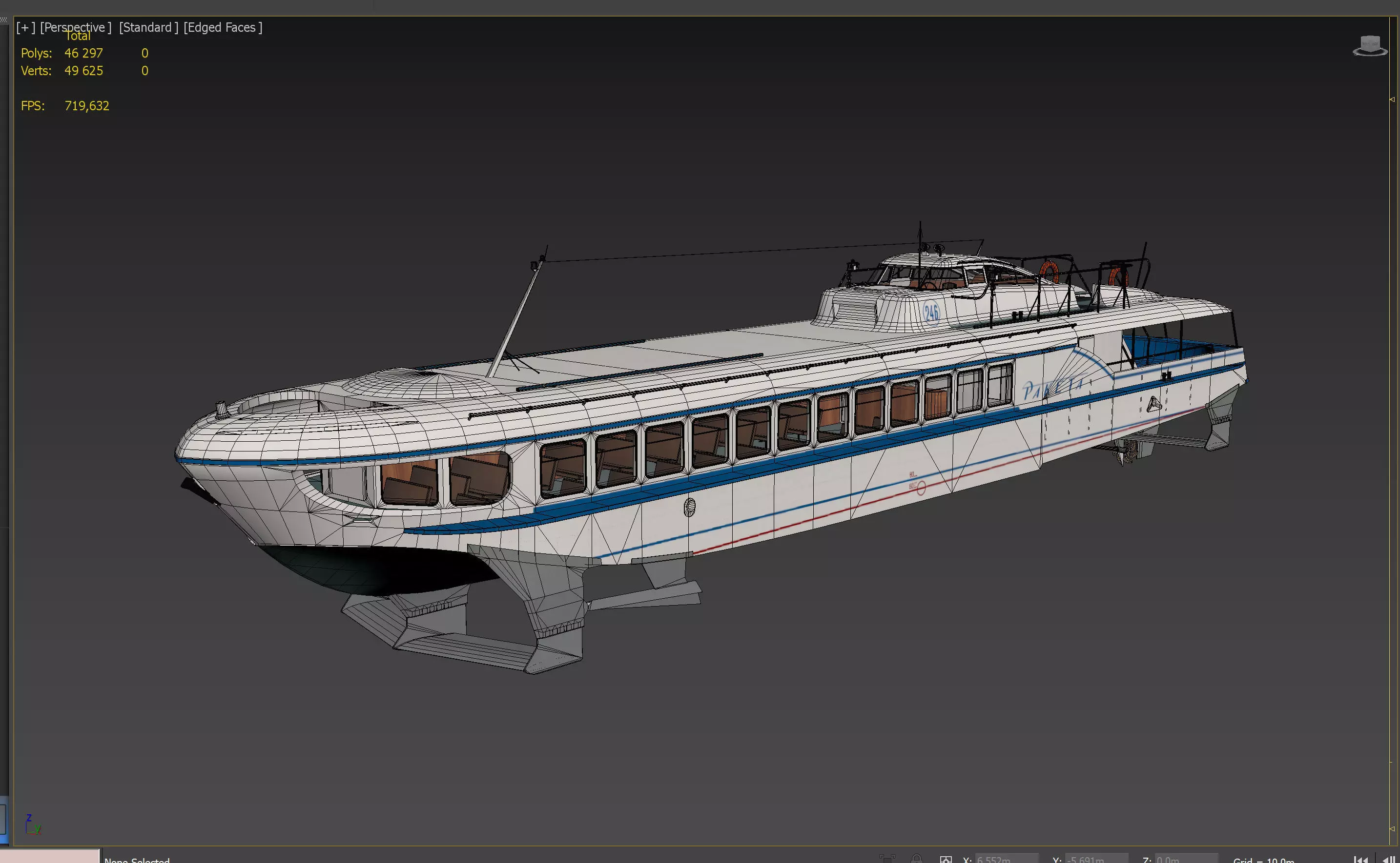 Raketa hydrofoil ship 3D model_19