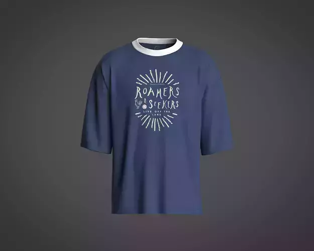 Mens basic oversized t-shirt with chest graphic  3D model