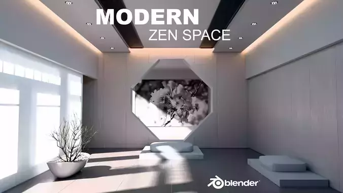 Modern Zen Meditation Space 3D model