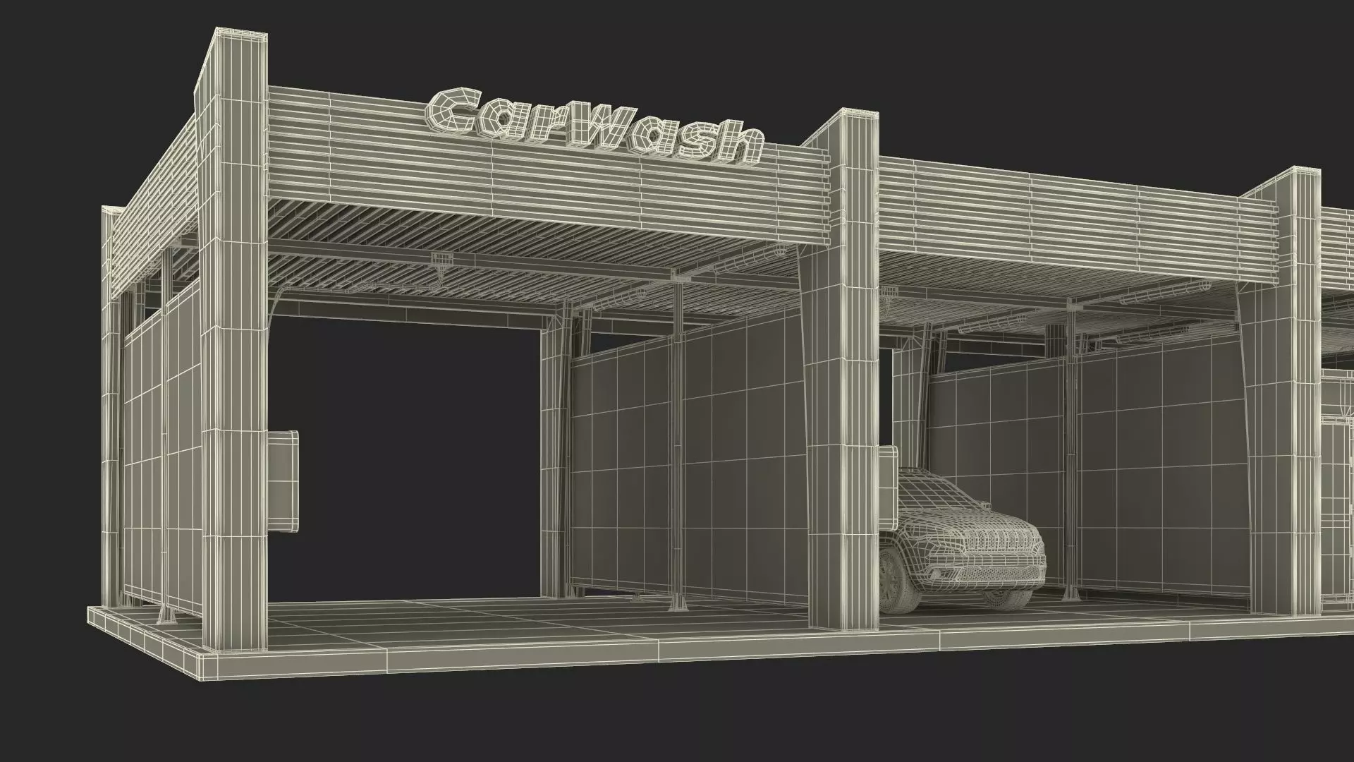 Self Service Car Wash with Vehicles 3D model_31