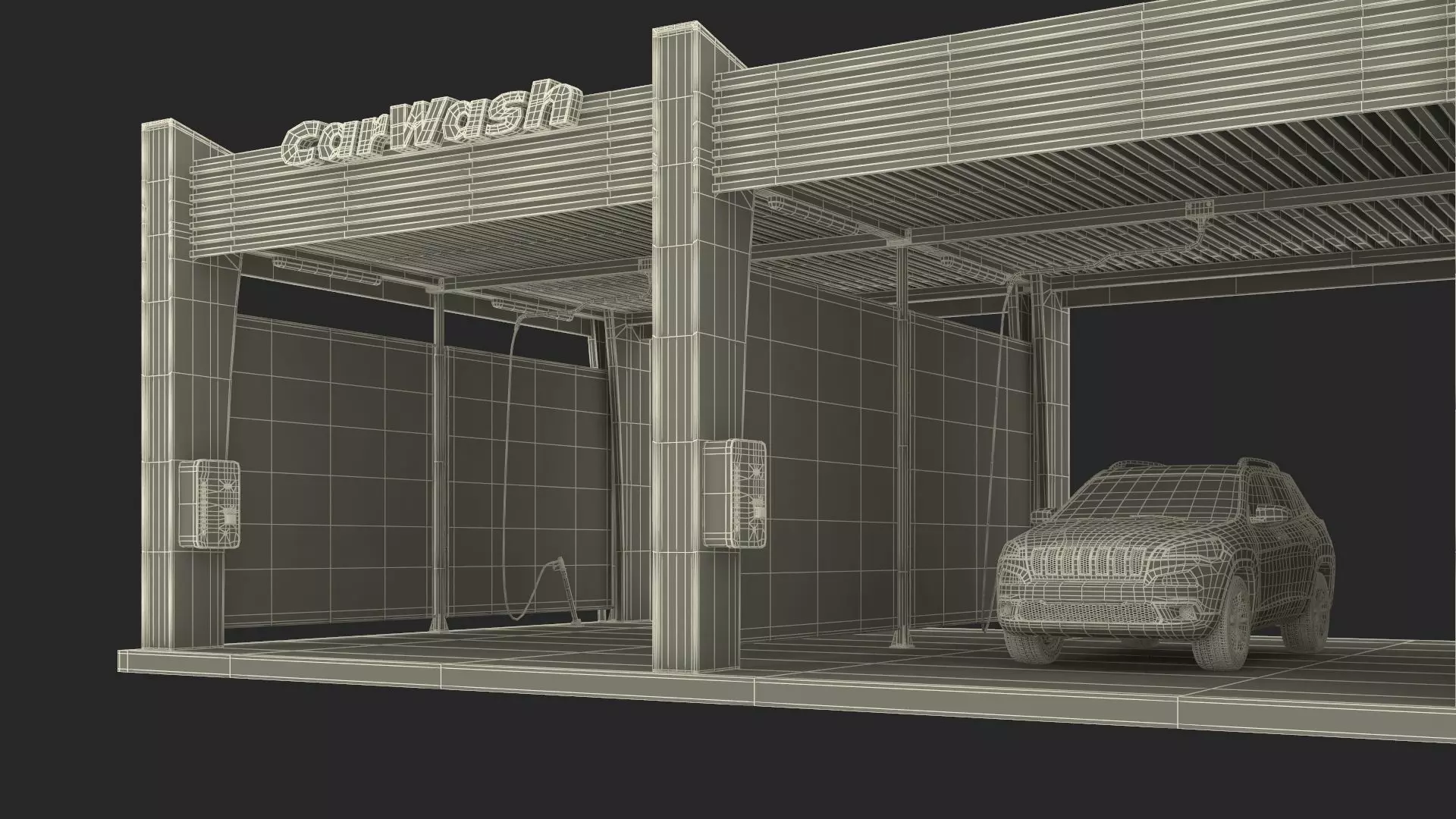 Self Service Car Wash with Vehicles 3D model_30