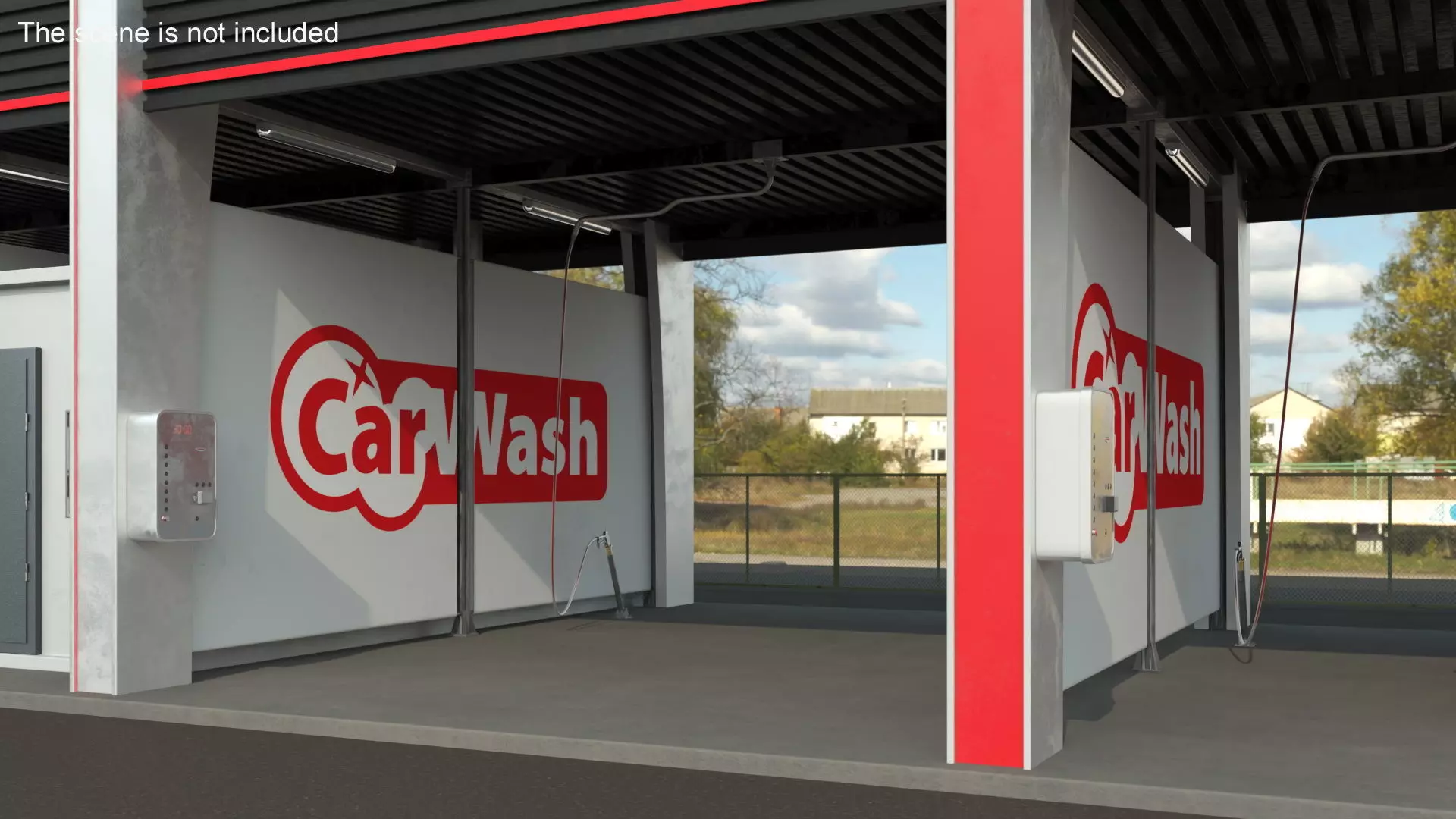 Self Service Car Wash with Vehicles 3D model_2