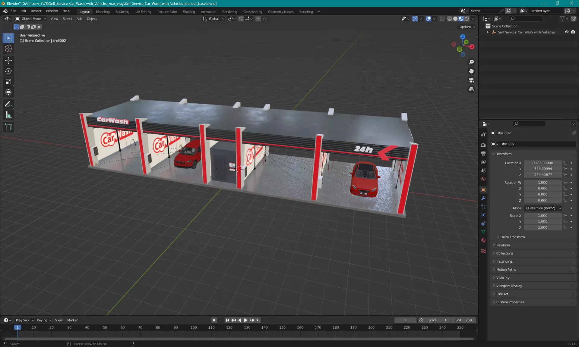 Self Service Car Wash with Vehicles 3D model_27