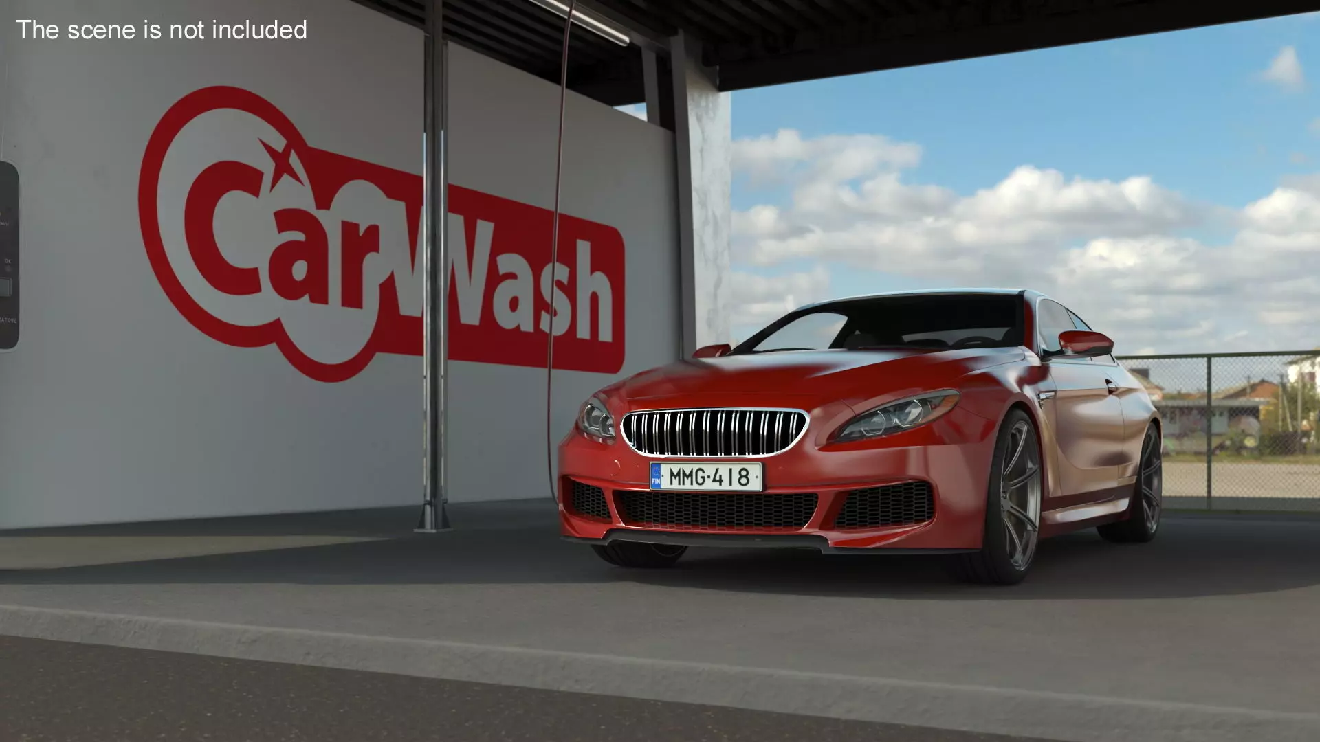 Self Service Car Wash with Vehicles 3D model_1