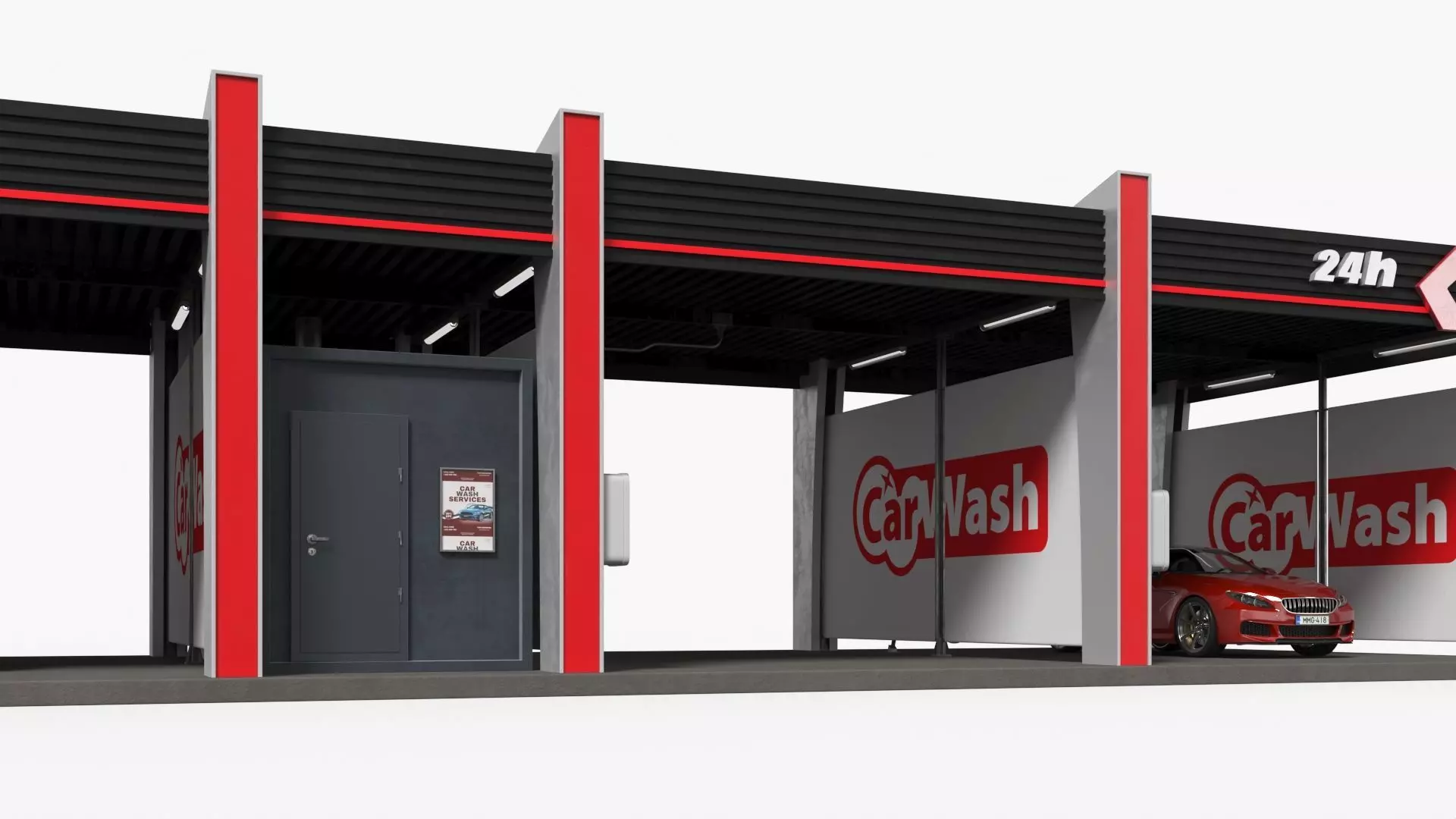 Self Service Car Wash with Vehicles 3D model_10
