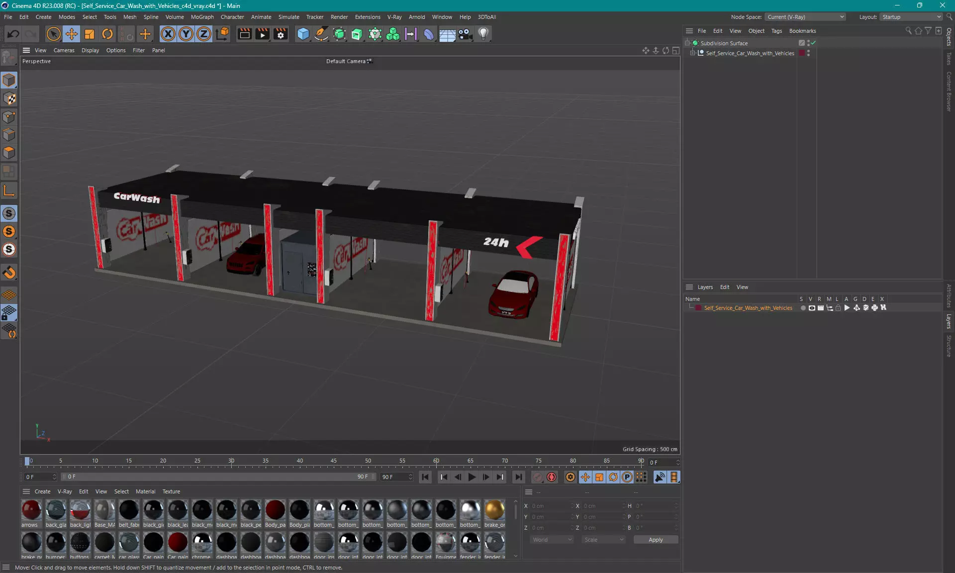 Self Service Car Wash with Vehicles 3D model_25
