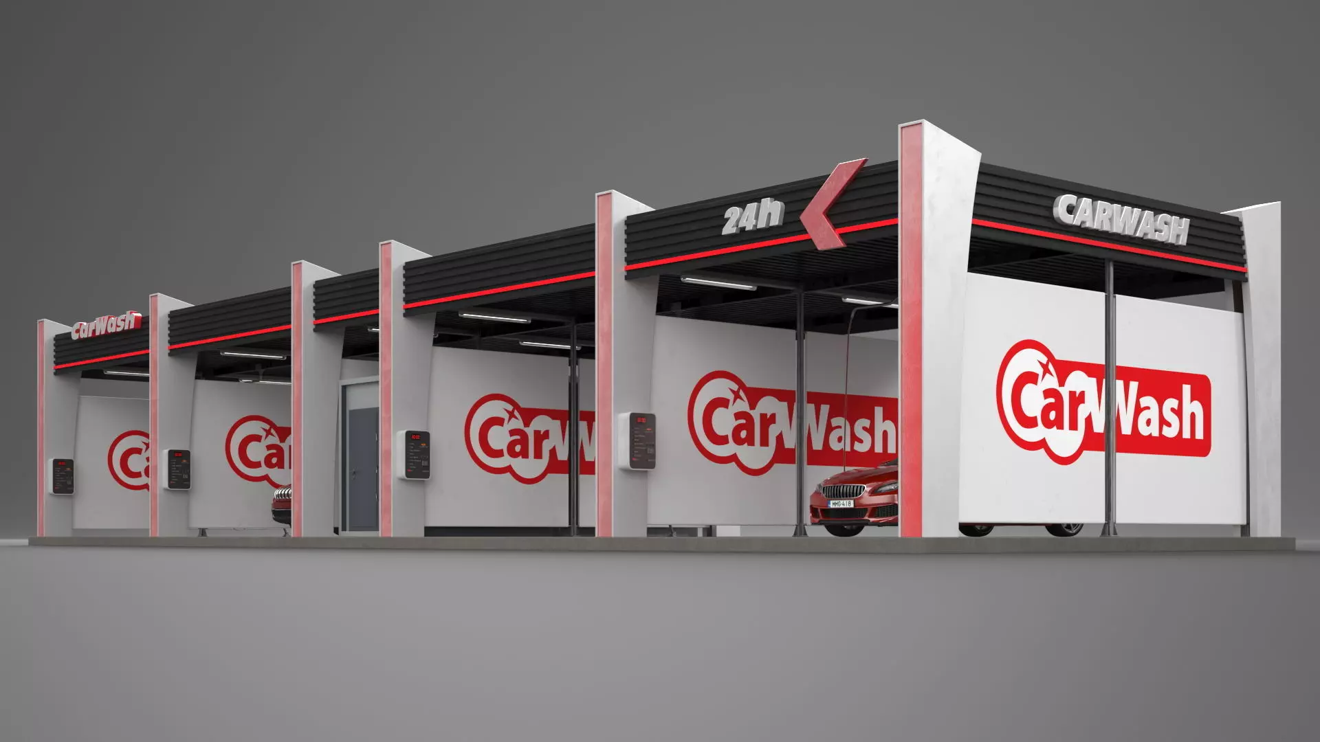 Self Service Car Wash with Vehicles 3D model_5