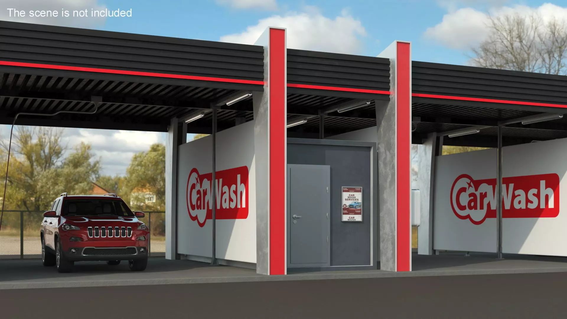 Self Service Car Wash with Vehicles 3D model_3