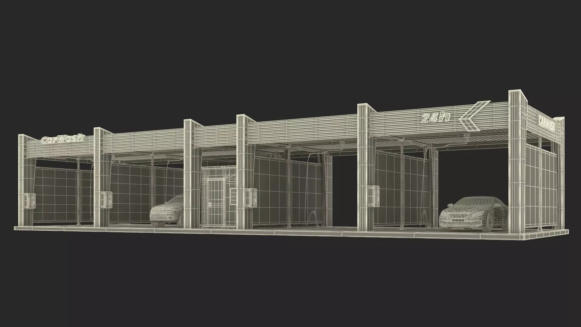 Self Service Car Wash with Vehicles 3D model_29