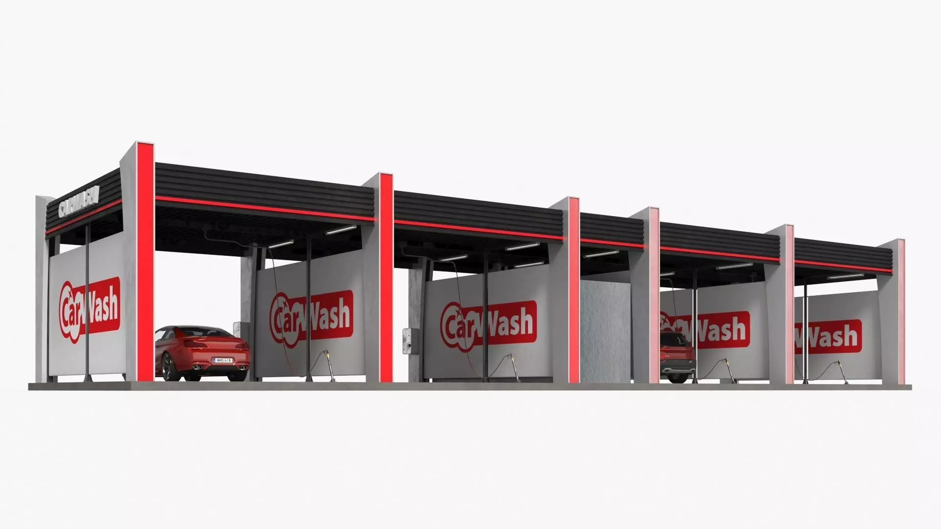 Self Service Car Wash with Vehicles 3D model_11
