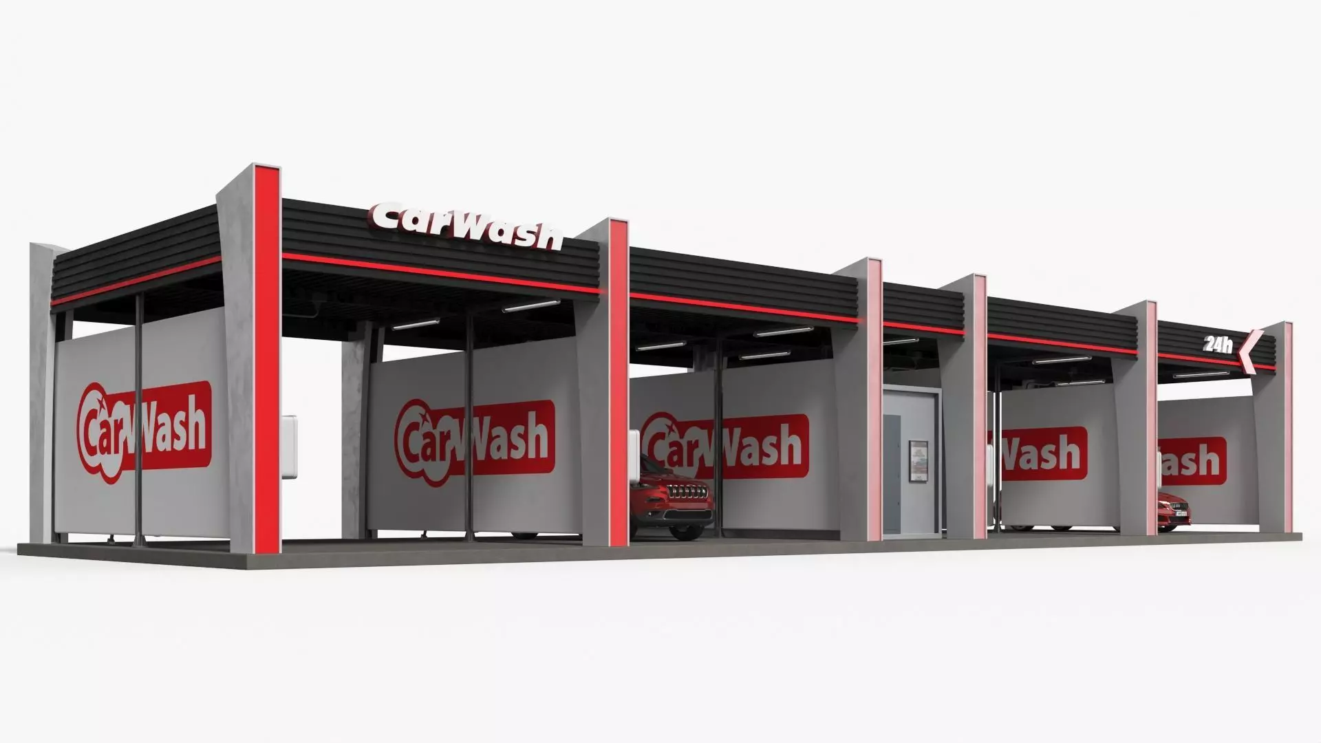 Self Service Car Wash with Vehicles 3D model_7