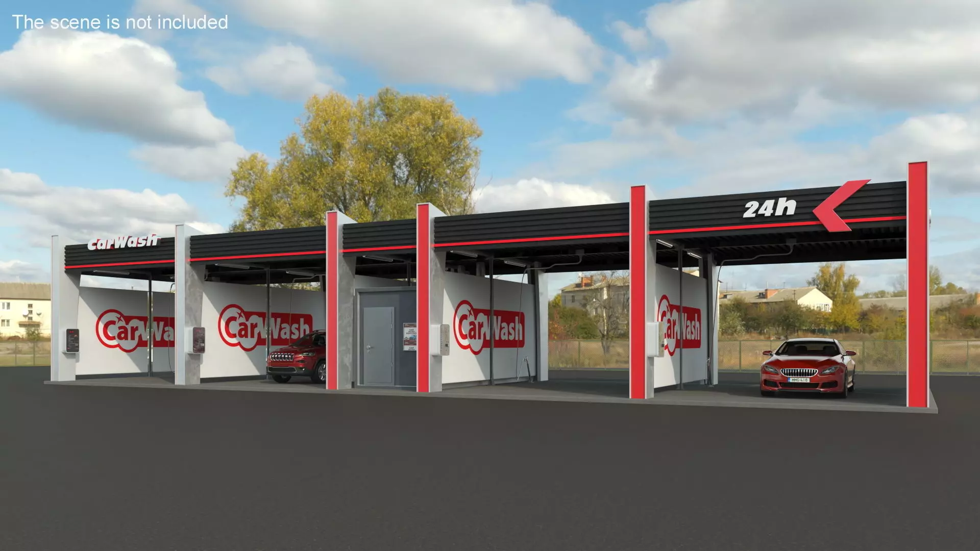 Self Service Car Wash with Vehicles 3D model_0