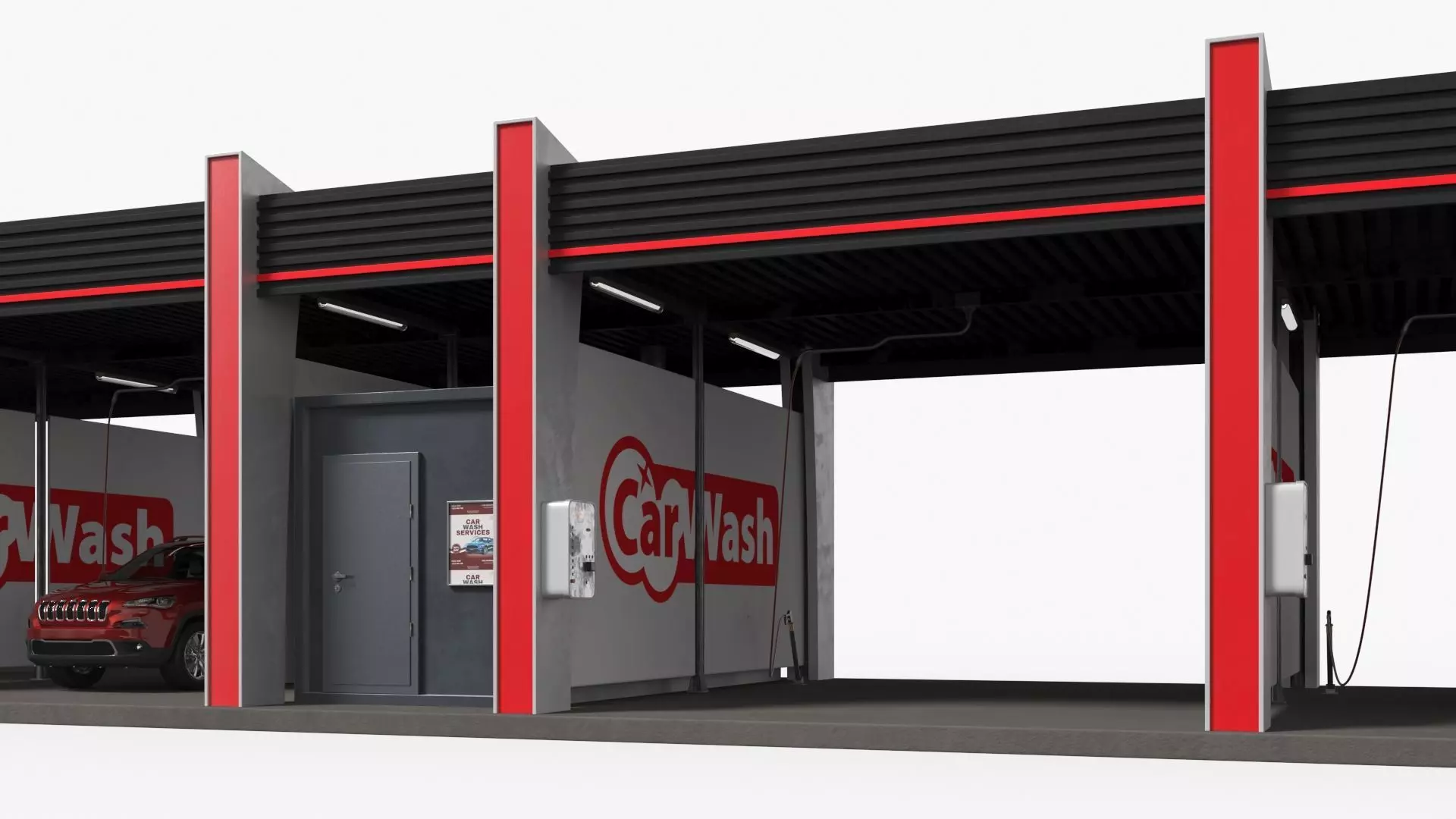 Self Service Car Wash with Vehicles 3D model_9