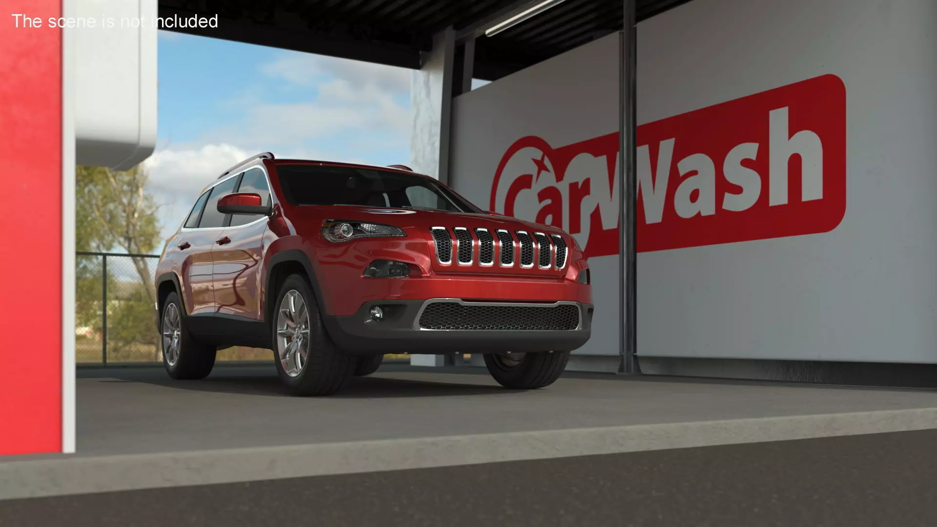 Self Service Car Wash with Vehicles 3D model_4