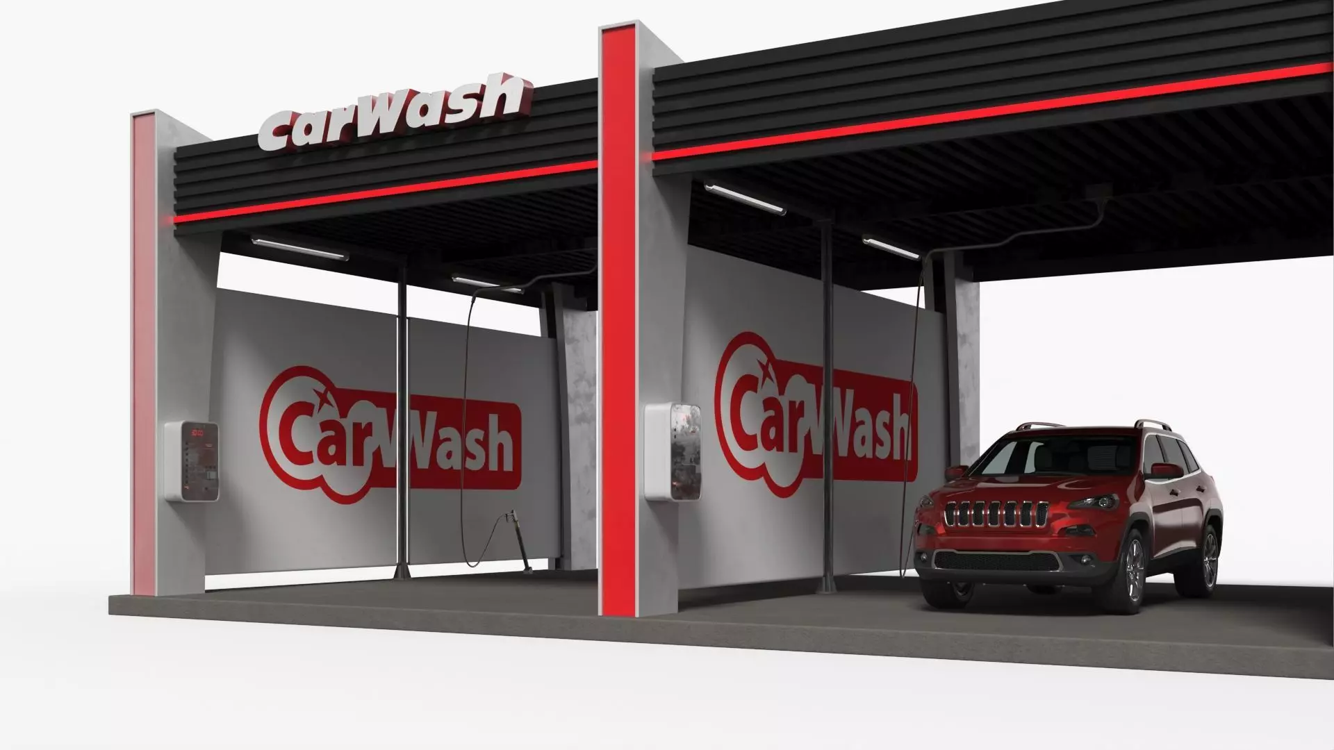 Self Service Car Wash with Vehicles 3D model_8