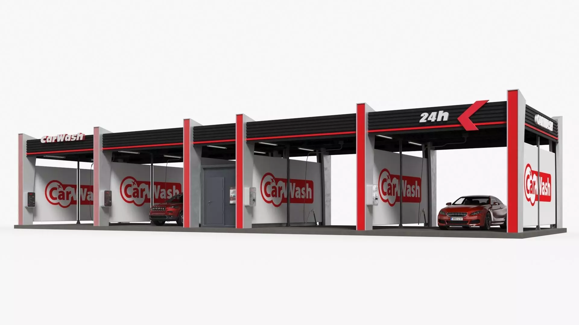 Self Service Car Wash with Vehicles 3D model_6
