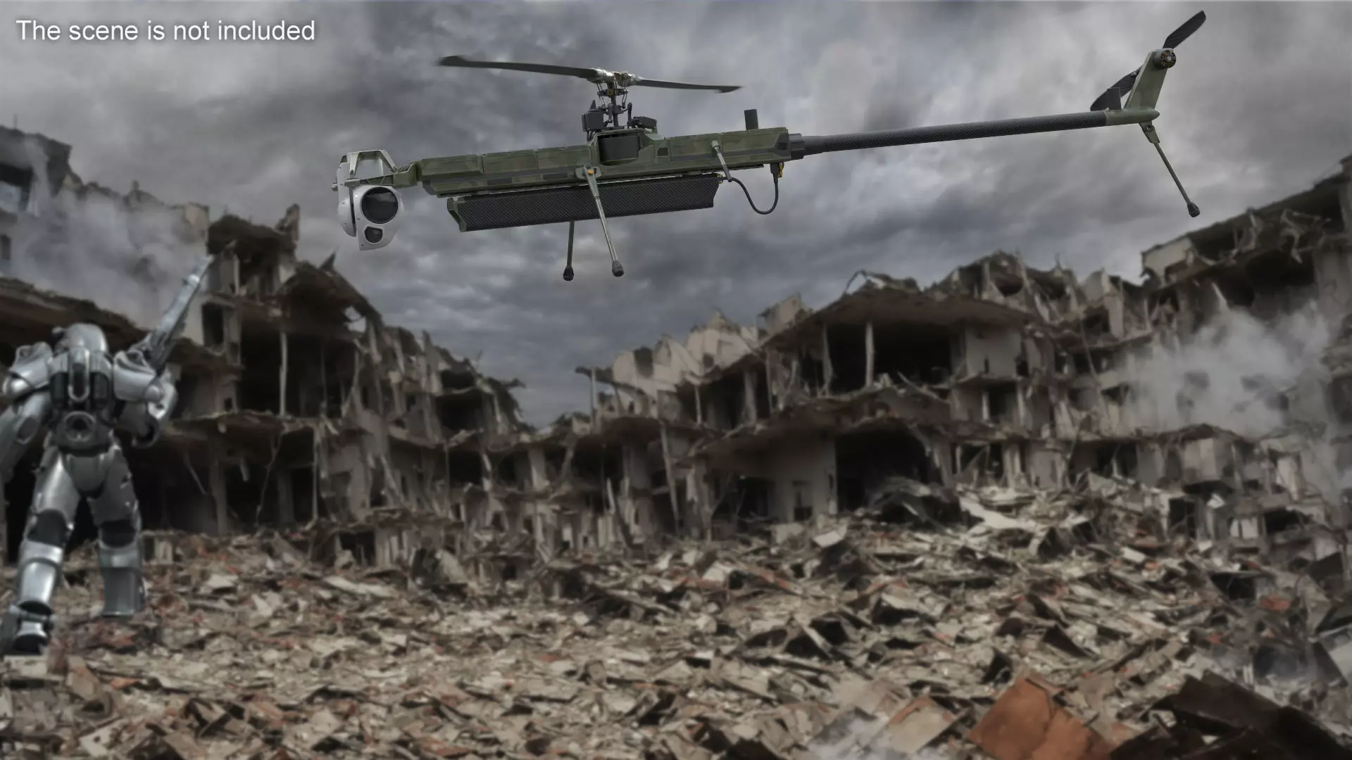 Military Surveillance Drone Rigged 3D model_3