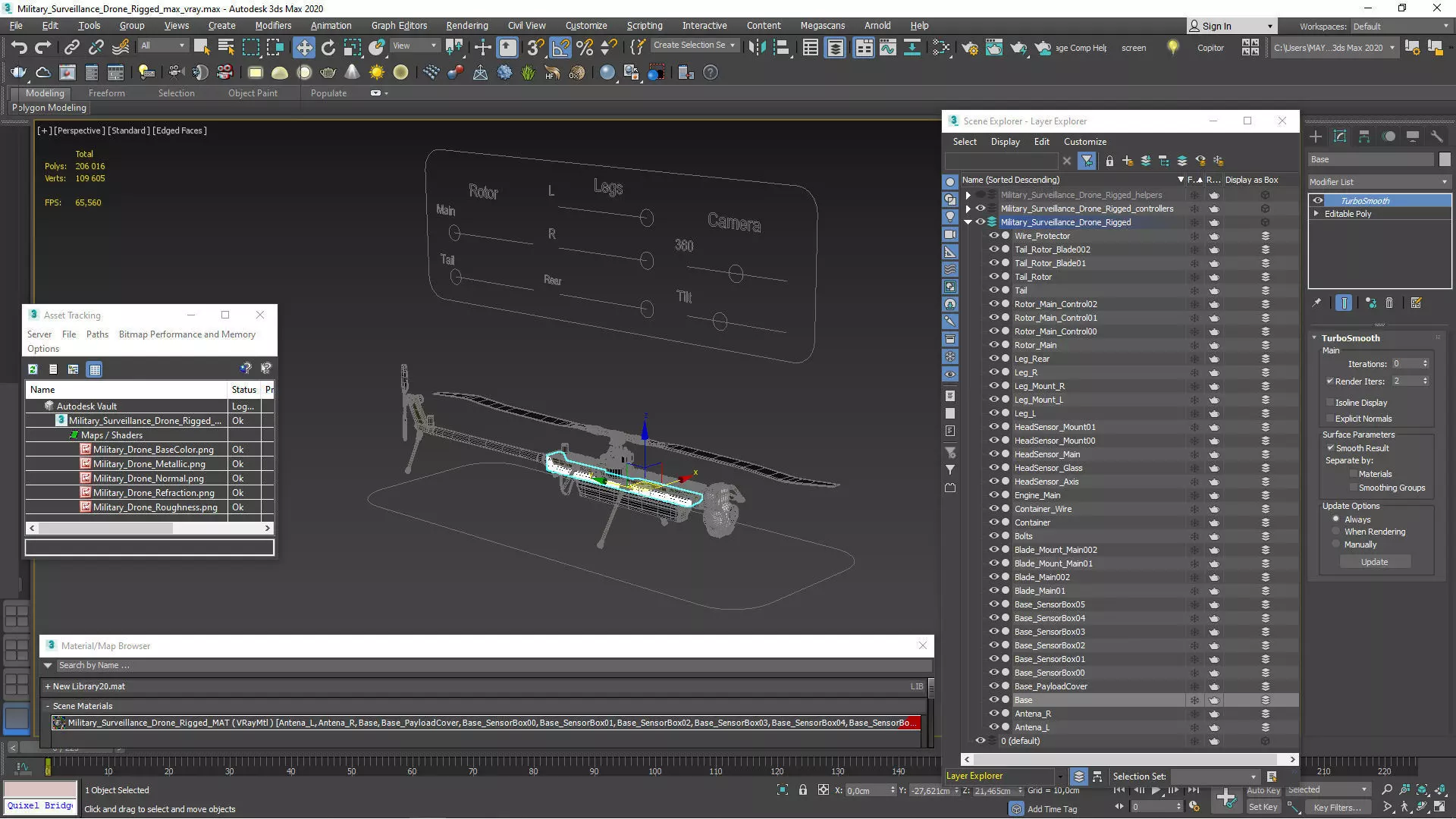 Military Surveillance Drone Rigged 3D model_20