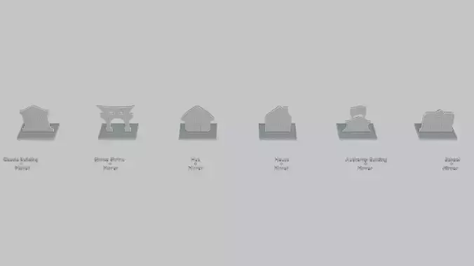 Construction Buildings Mini Pack Emoji Statues 3D print model