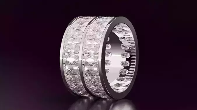 2line Channel Set Cushion Eternity Ring 576CT EU54 3D print model