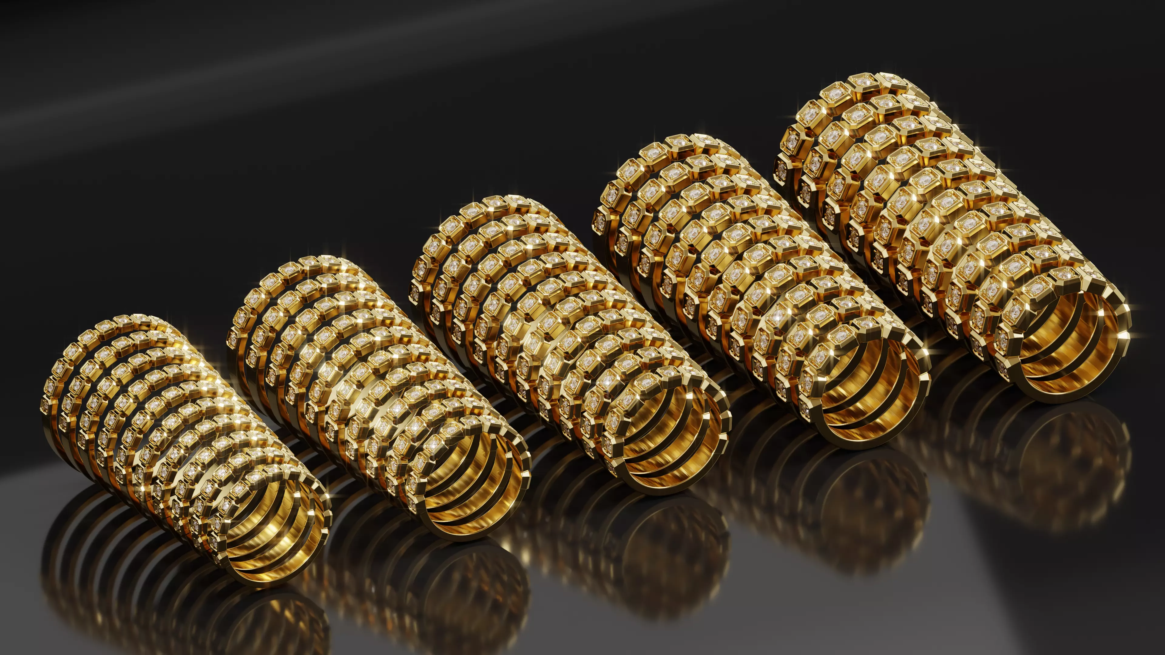 50 CAD Diamond Rings EU46-64 for 3D Print and Casting Free 3D print model