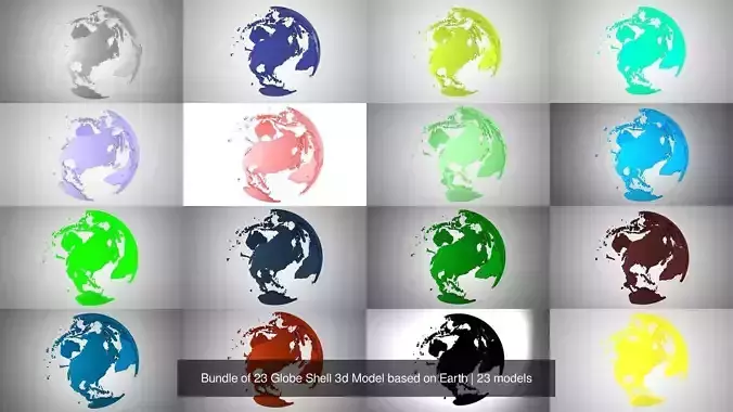 Bundle of 23 Globe Shell 3d Model based on Earth