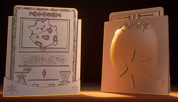 Ancient Togepi 3D Pokemon Card STL with Custom Display Stand 3D print model