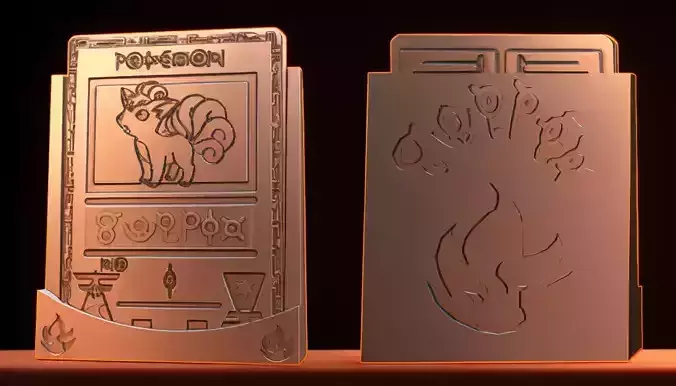 Ancient Vulpix 3D Pokemon Card STL with Custom Display Stand 3D print model