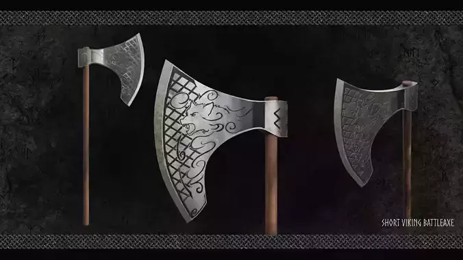 Short Viking Battleaxe Low-poly 3D model
