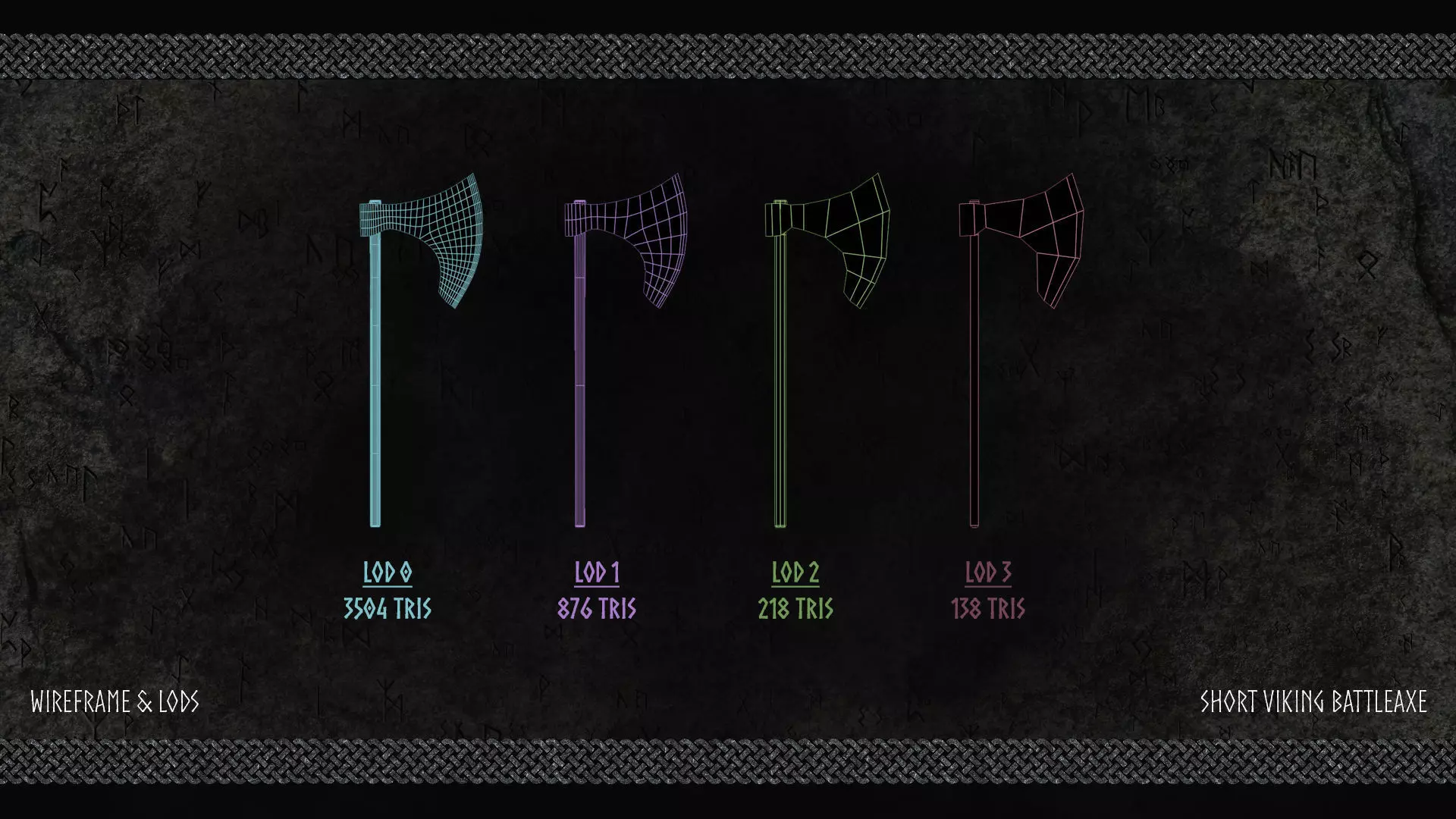 Short Viking Battleaxe Low-poly 3D model_6