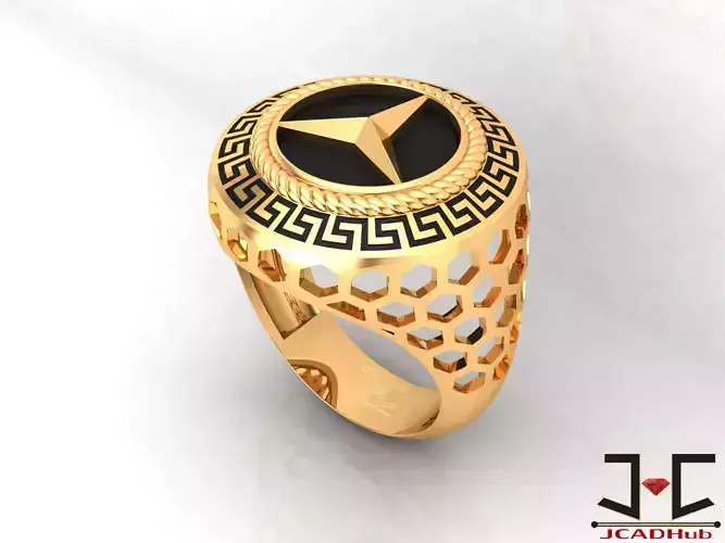0267 - Mercedez Logo Gents Ring - JCADHub 3D print model