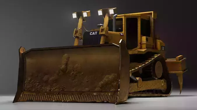 Bulldozer Low poly 3d Model Low-poly 3D model