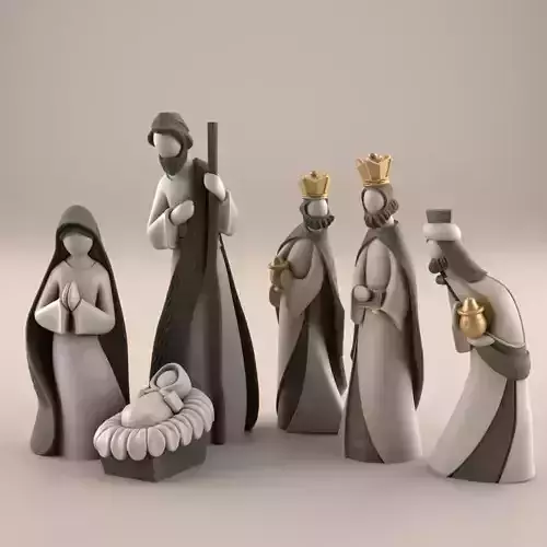 Modern Nativity Set STL File Christmas Decor 3D Print 3D print model