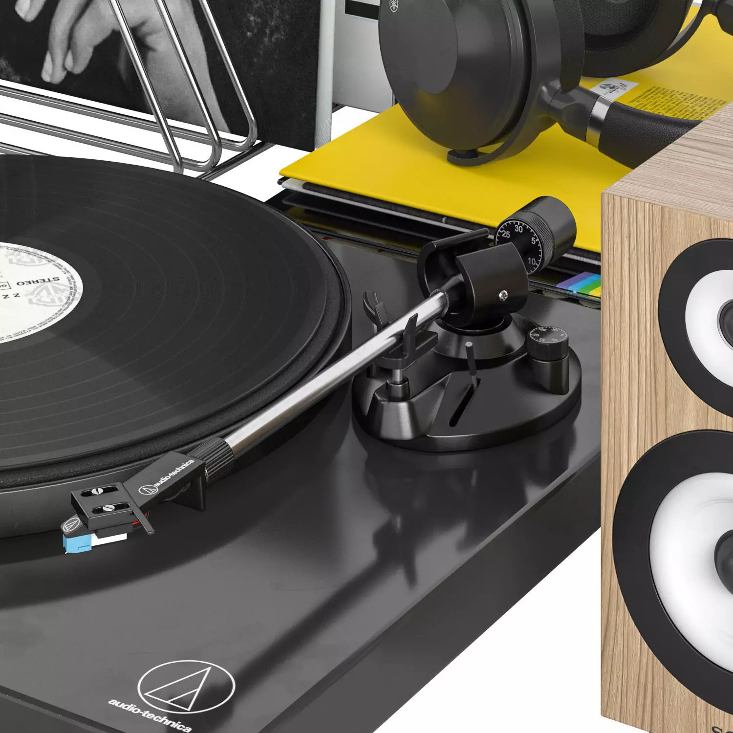 Vinyl Player Audio Technica with Speakers Sony 3D model_5