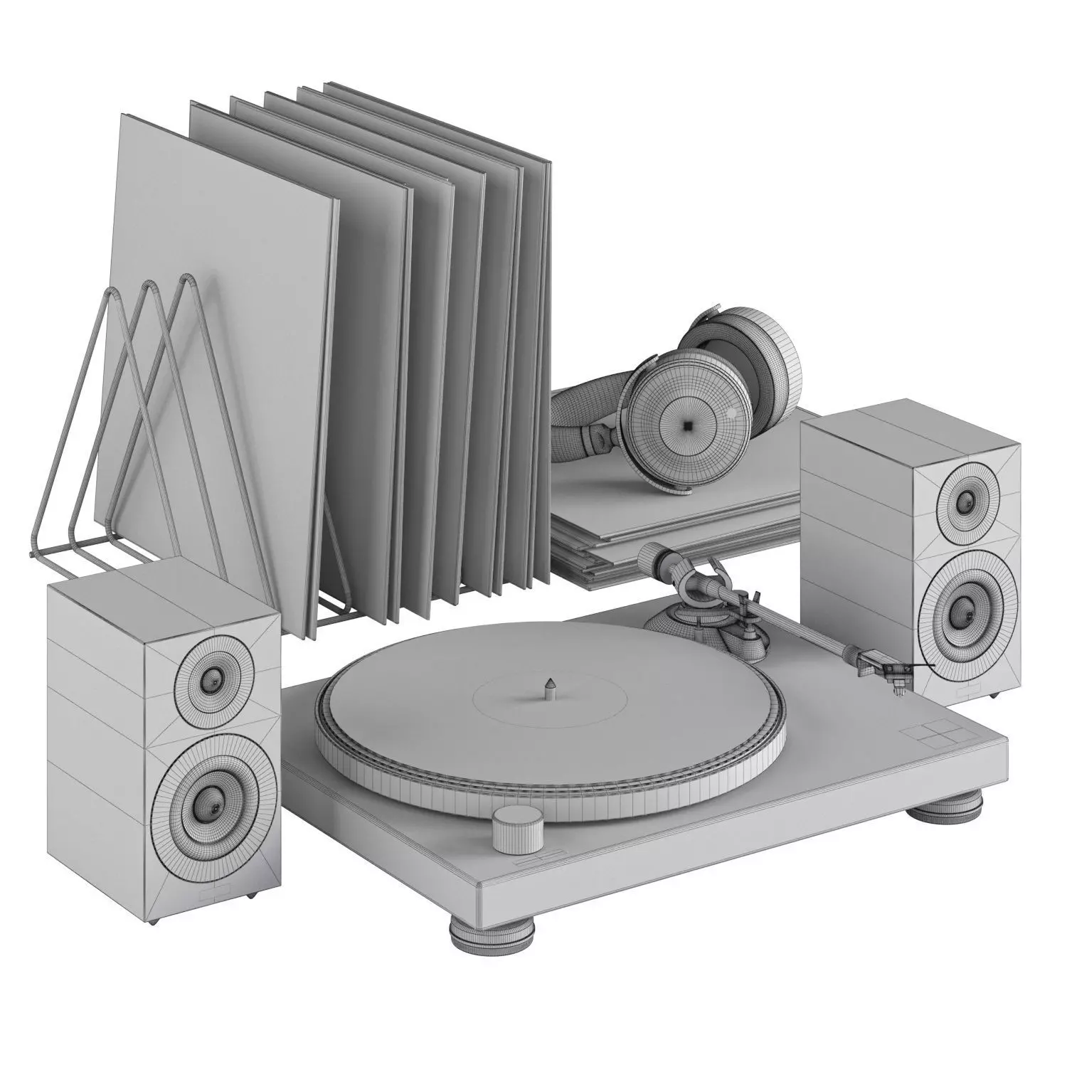 Vinyl Player Audio Technica with Speakers Sony 3D model_6