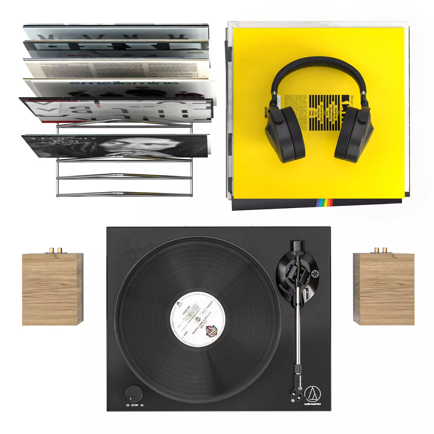 Vinyl Player Audio Technica with Speakers Sony 3D model_4