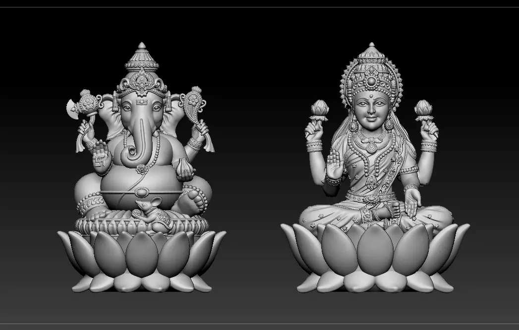 Lakshmi Ganesh set3 Artwork 3D print model_28