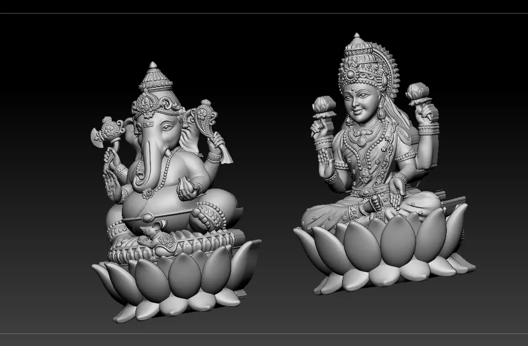 Lakshmi Ganesh set3 Artwork 3D print model_35